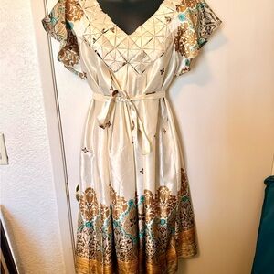 Tracy Porter Pintuck Romantic Tunic Dress with Optional Waist Tie XL Cottagecore